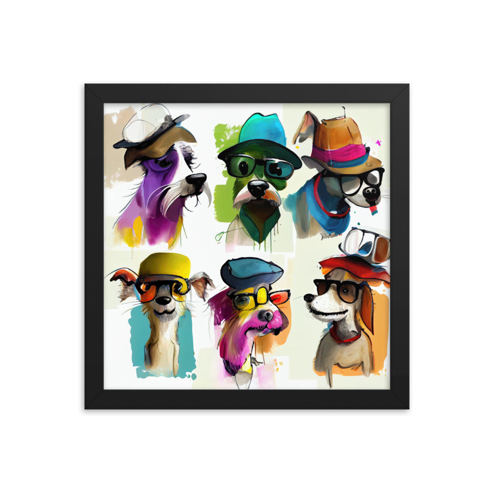 Group of dogs wearing hats and glasses #4