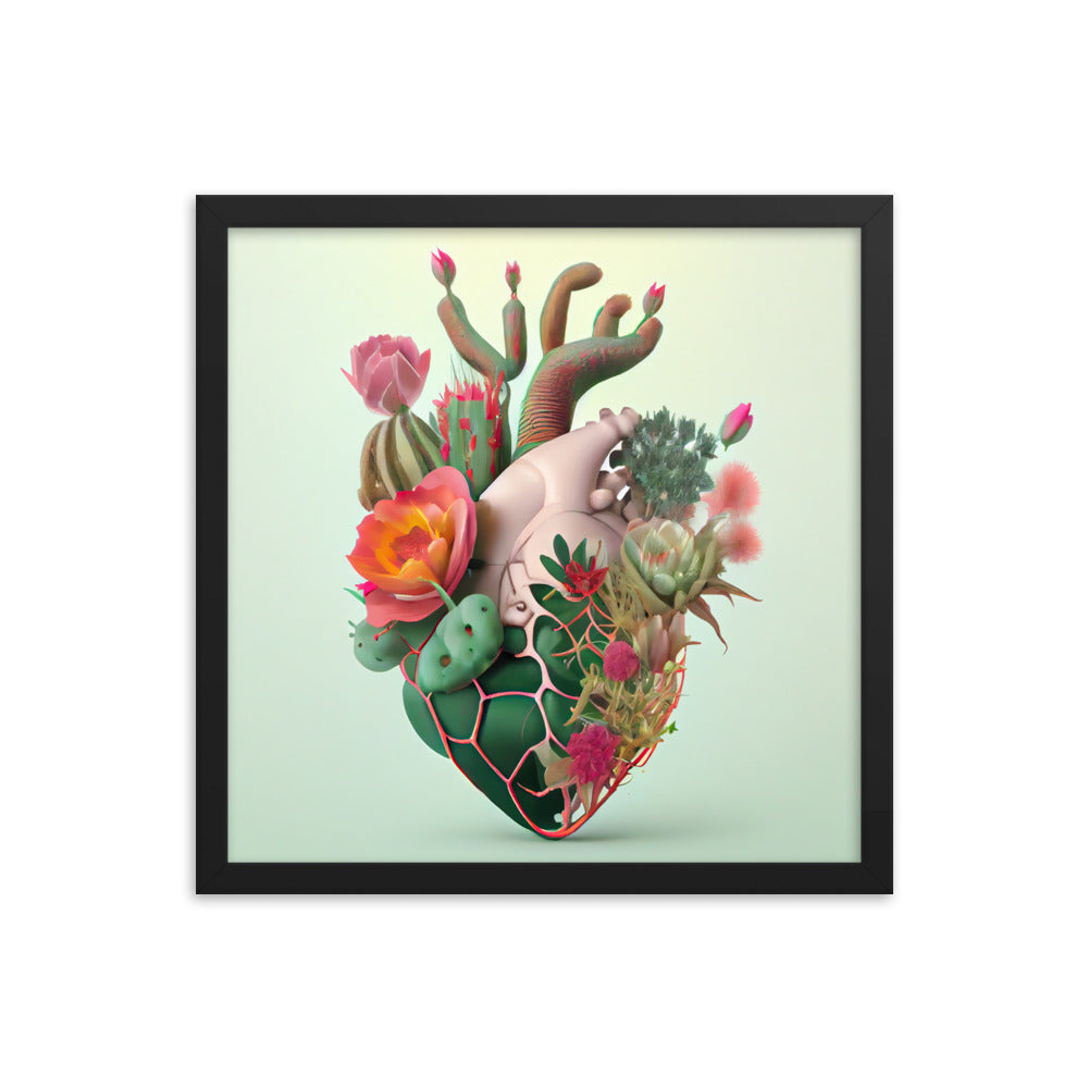 Cactus Heart #3 - Framed poster