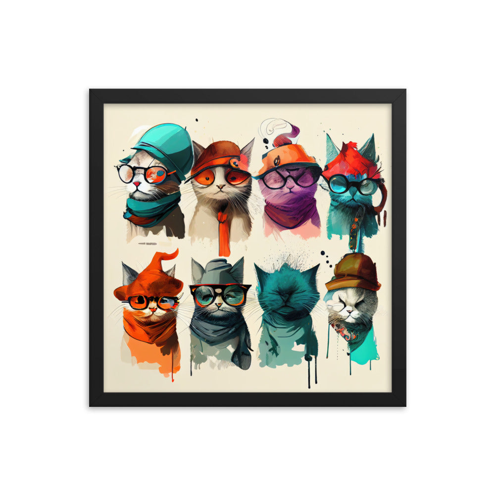 Group of cats wearing hats and glasses #1