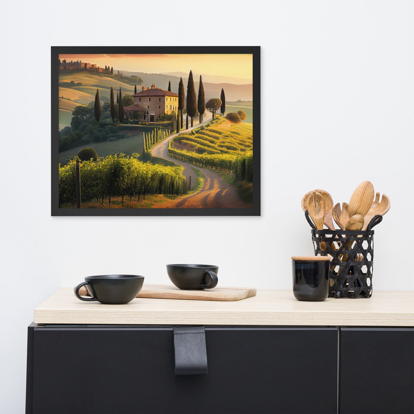 Rolling hills of Tuscany, Italy #1 - Framed poster