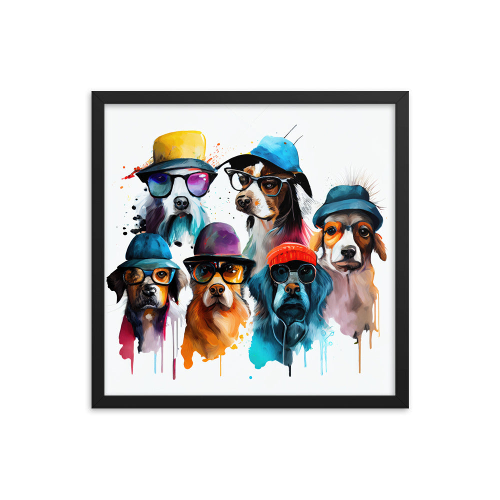 Group of dogs wearing hats and glasses #3