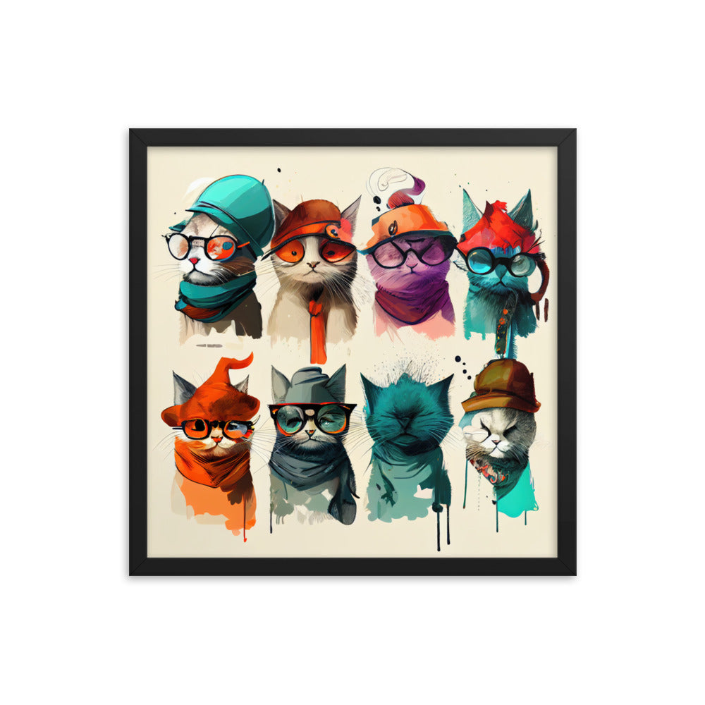 Group of cats wearing hats and glasses #1