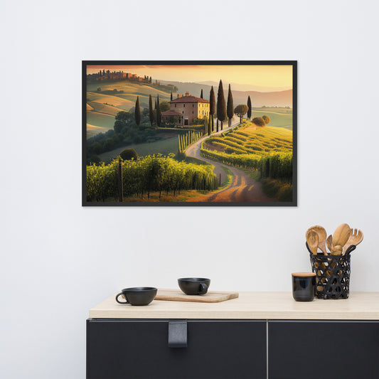 Rolling hills of Tuscany, Italy #1 - Framed poster