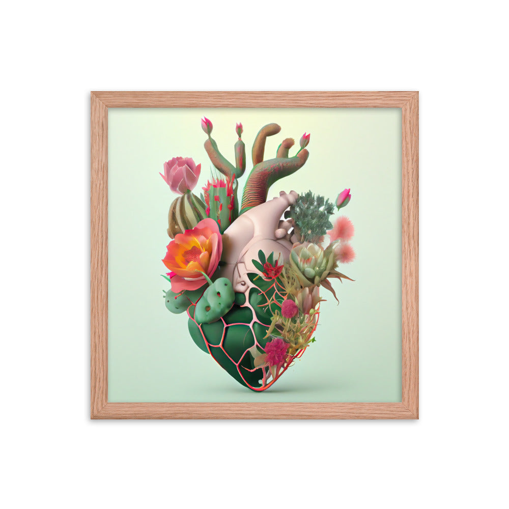 Cactus Heart #3 - Framed poster