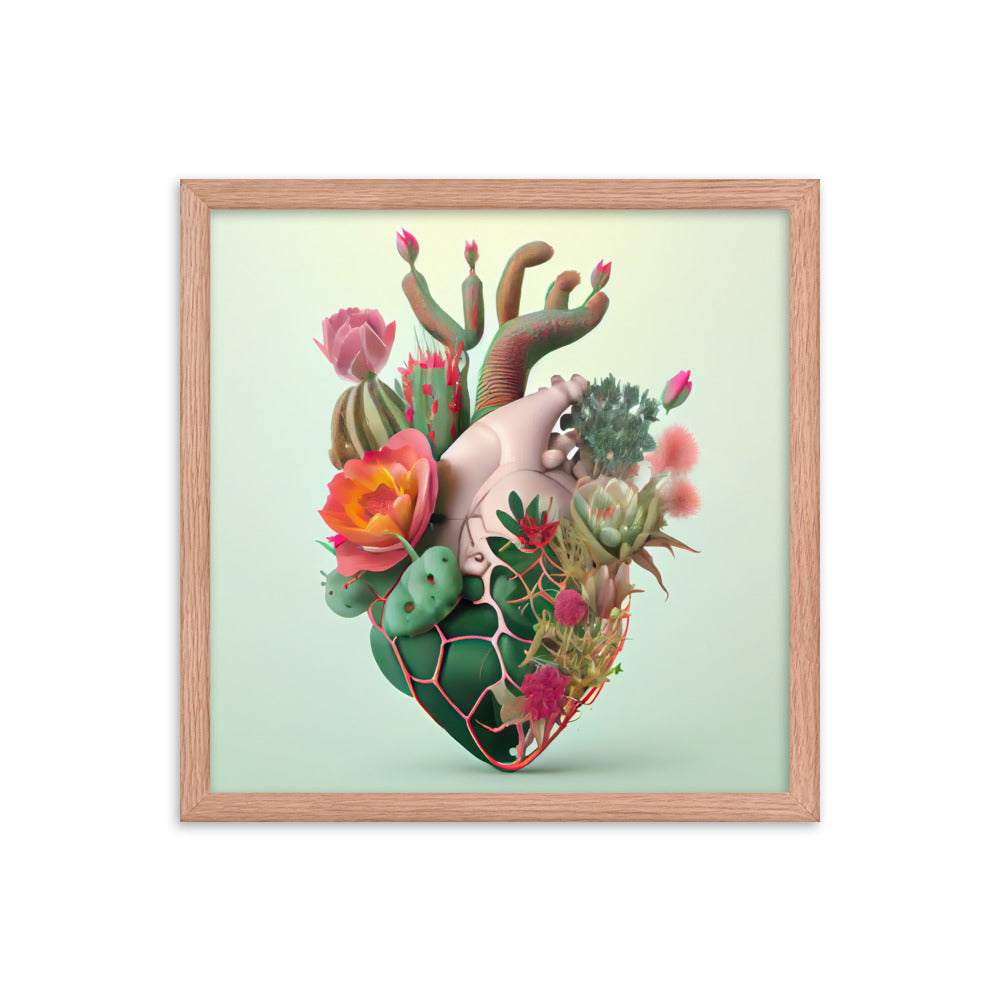 Cactus Heart #3 - Framed poster