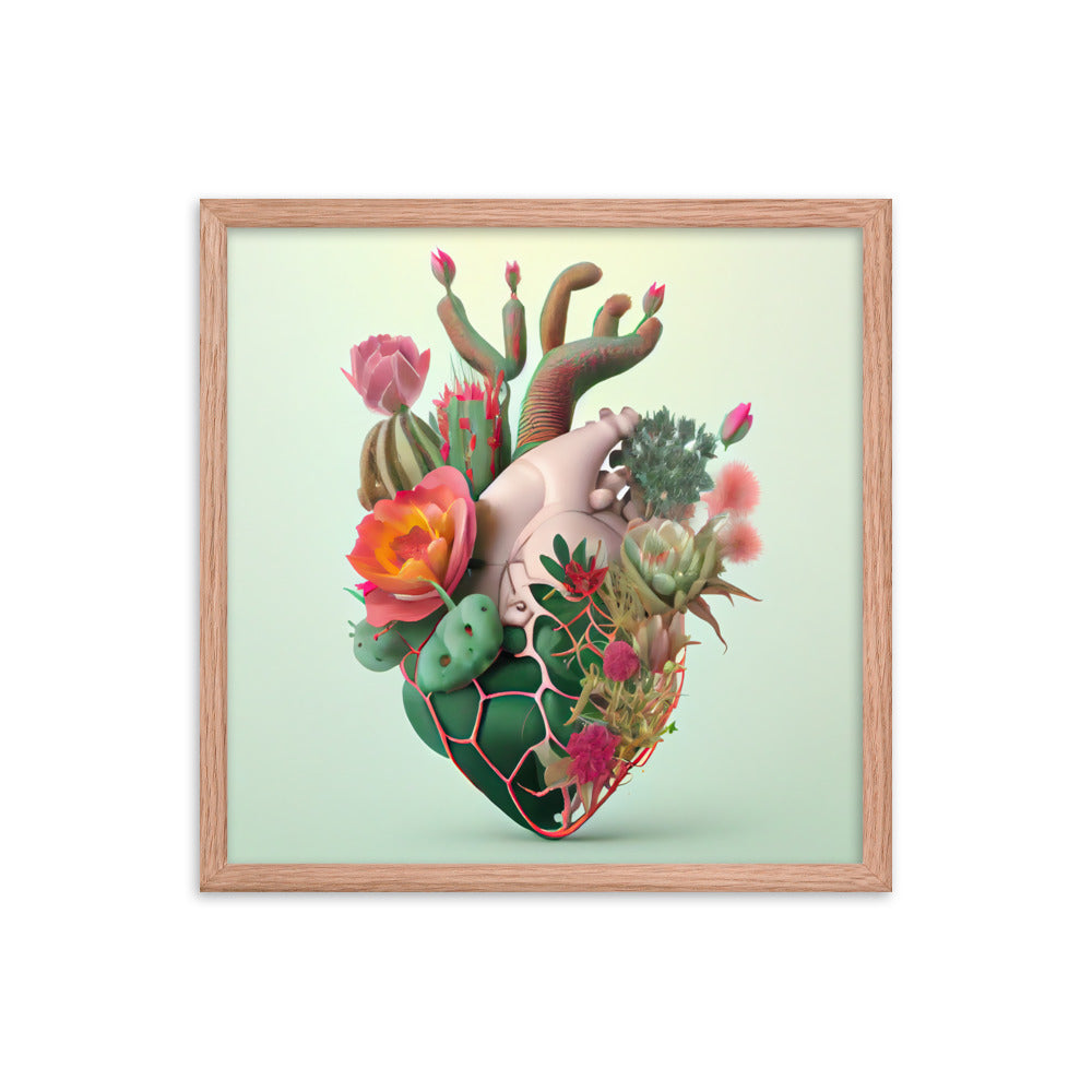 Cactus Heart #3 - Framed poster