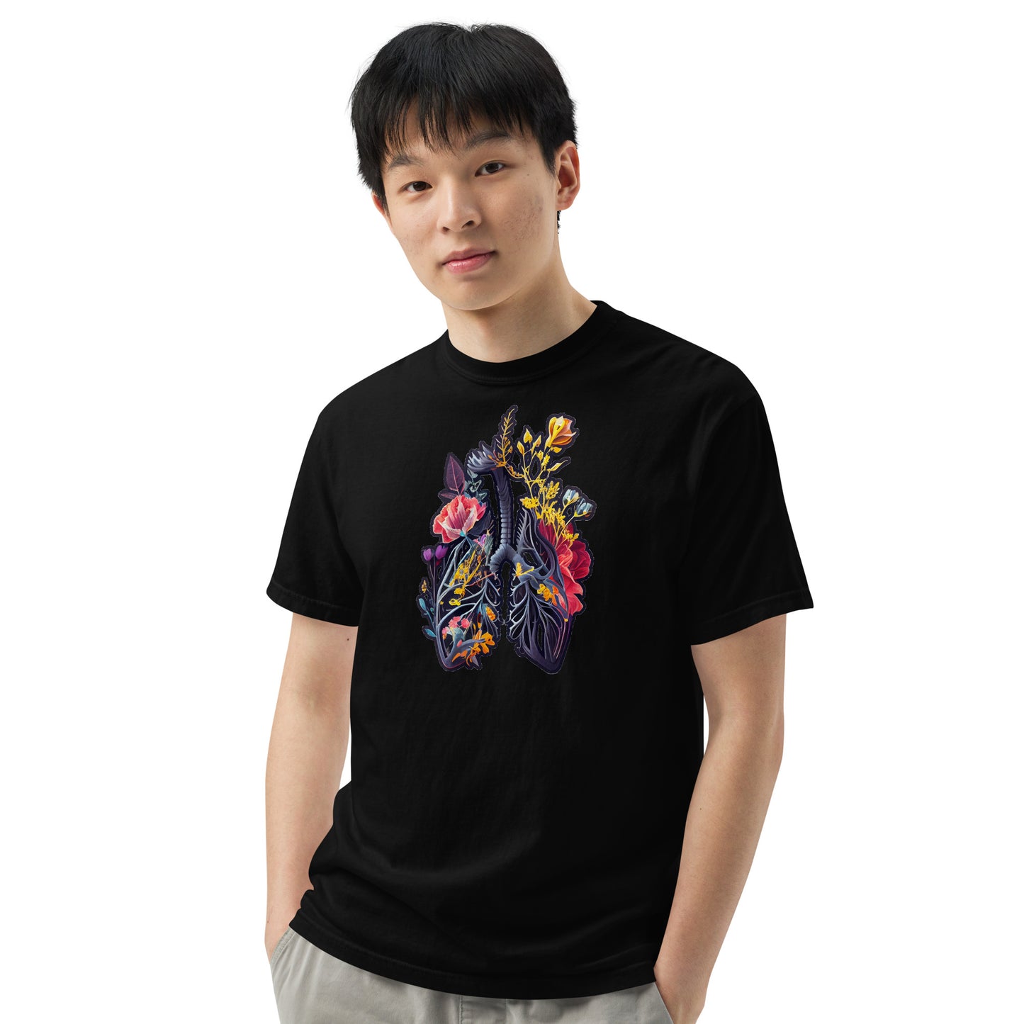 Floral Lungs #1 - Men’s garment-dyed heavyweight t-shirt