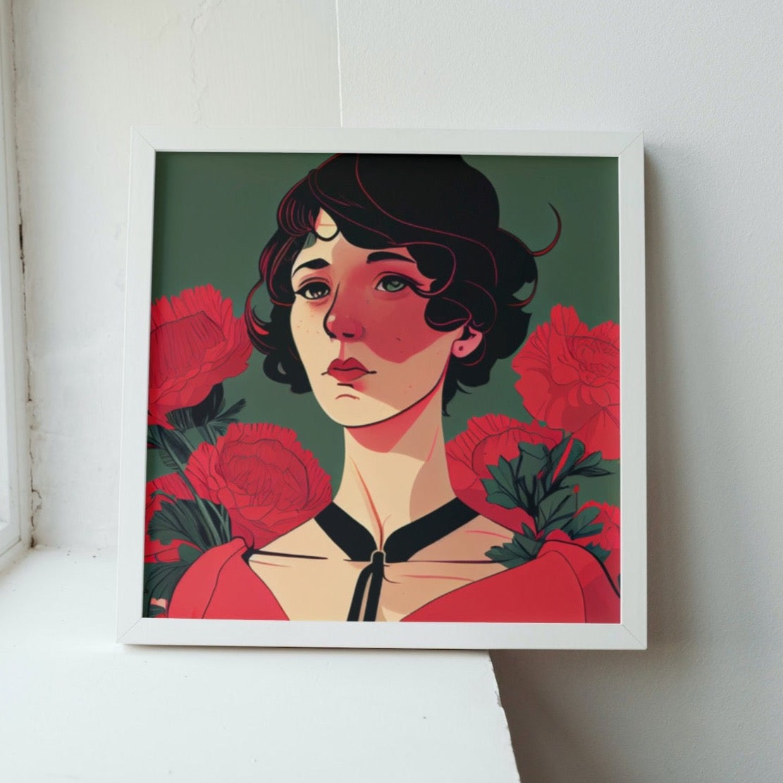 Woman in red #3 - Framed poster