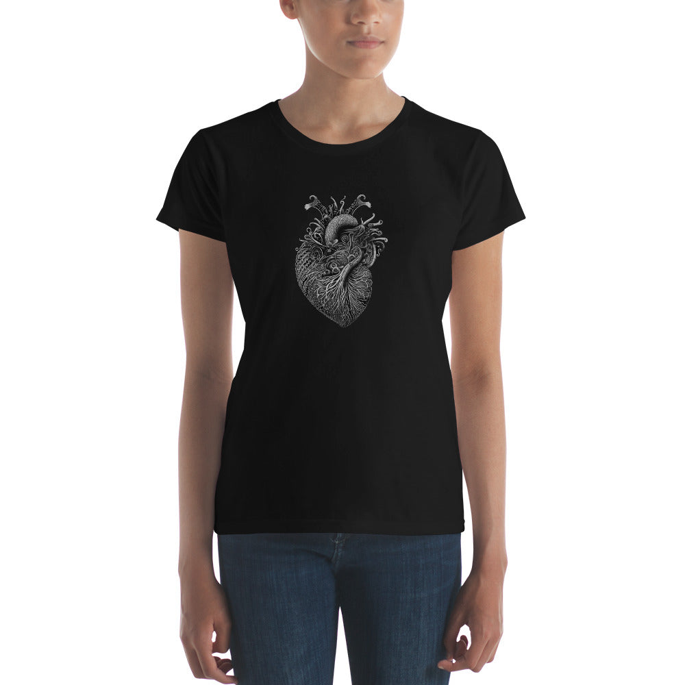 Heart sketch, women's short sleeve T-shirt