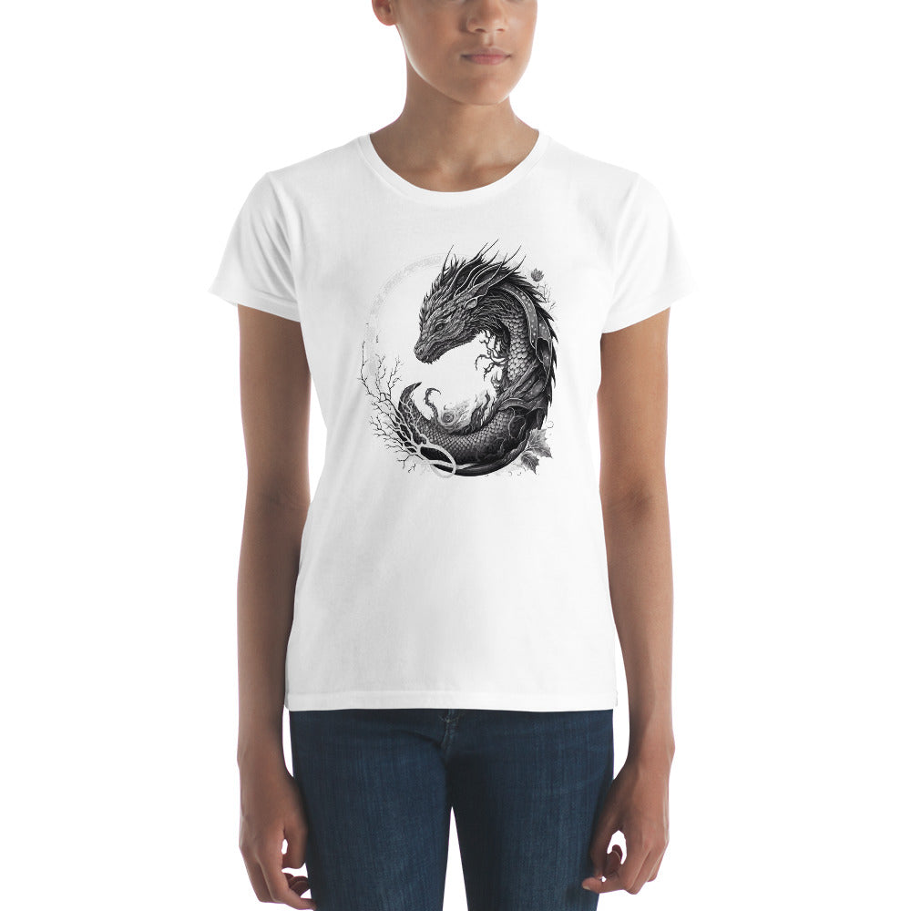 Dragon Chinese Zodiac Sign Tattoo Style, Women's short sleeve T-Shirt