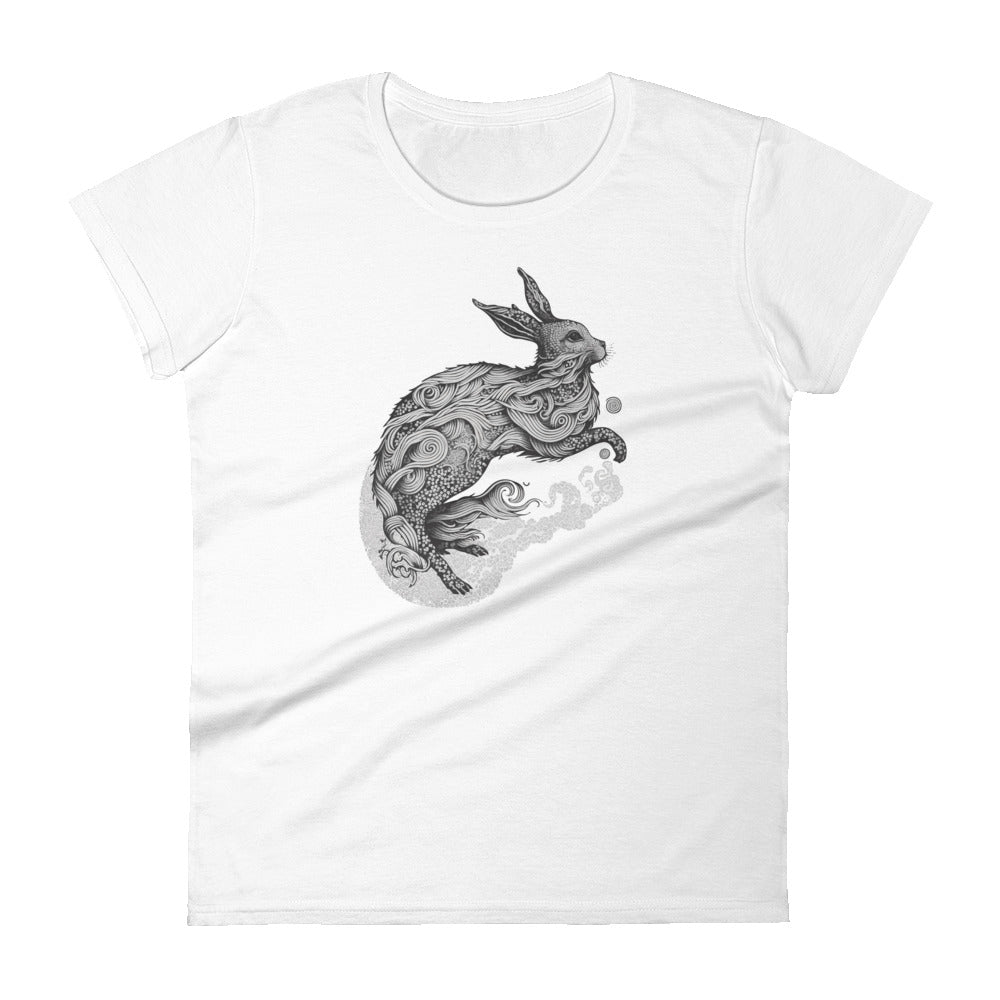 Rabbit Chinese Zodiac Sign Tattoo Style, Women's short sleeve T-Shirt