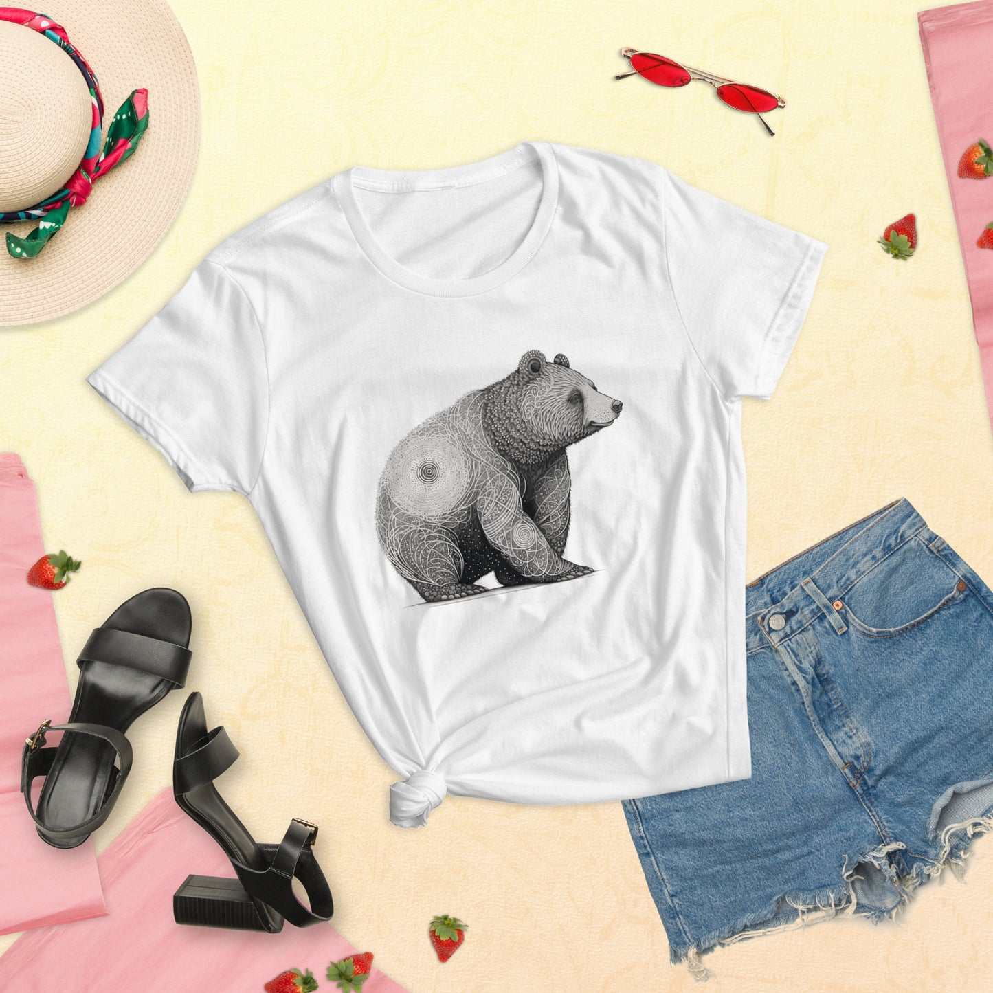 Bear Tattoo Style, Women's short sleeve T-shirt