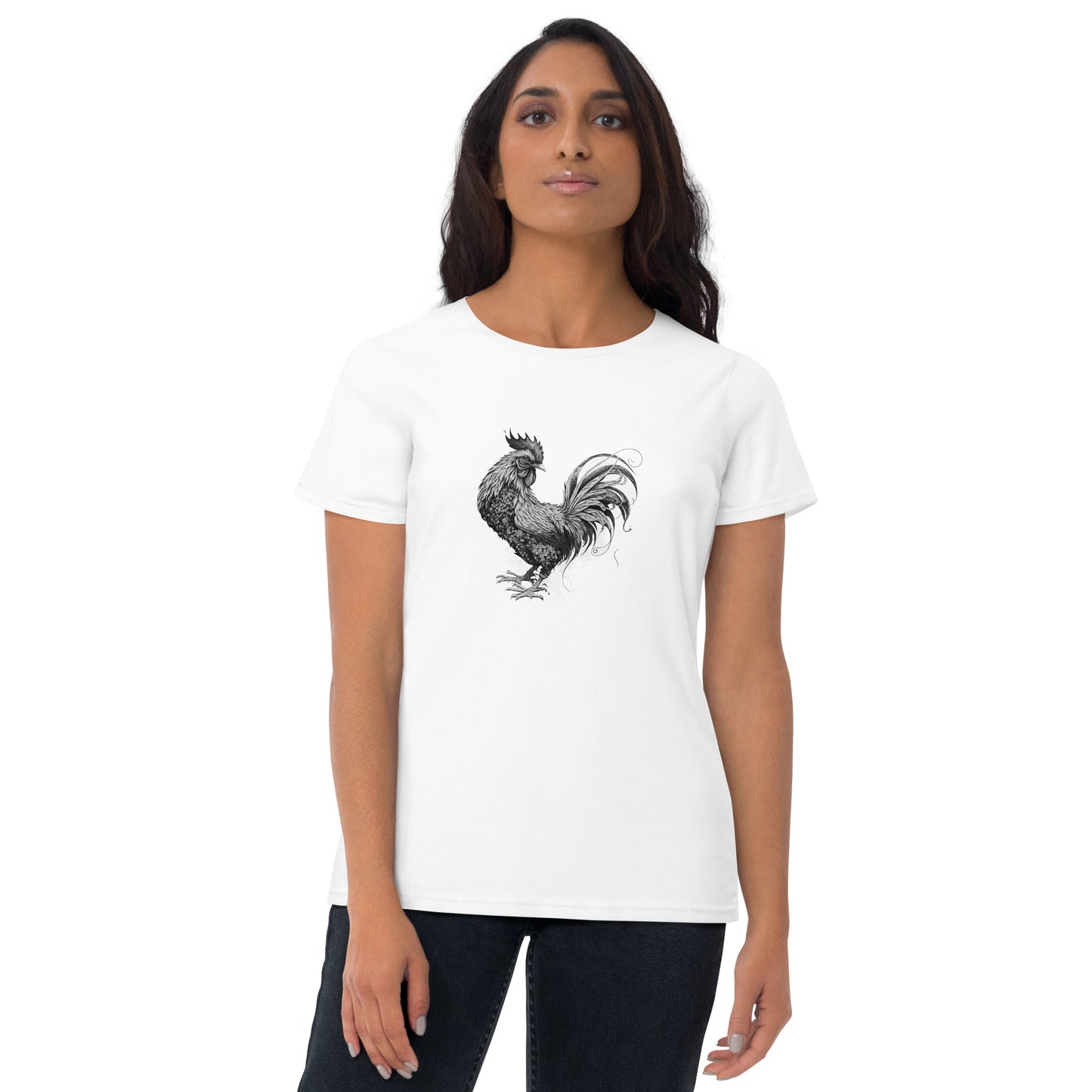 Rooster Chinese Zodiac Sign Tattoo Style, Women's short sleeve T-shirt