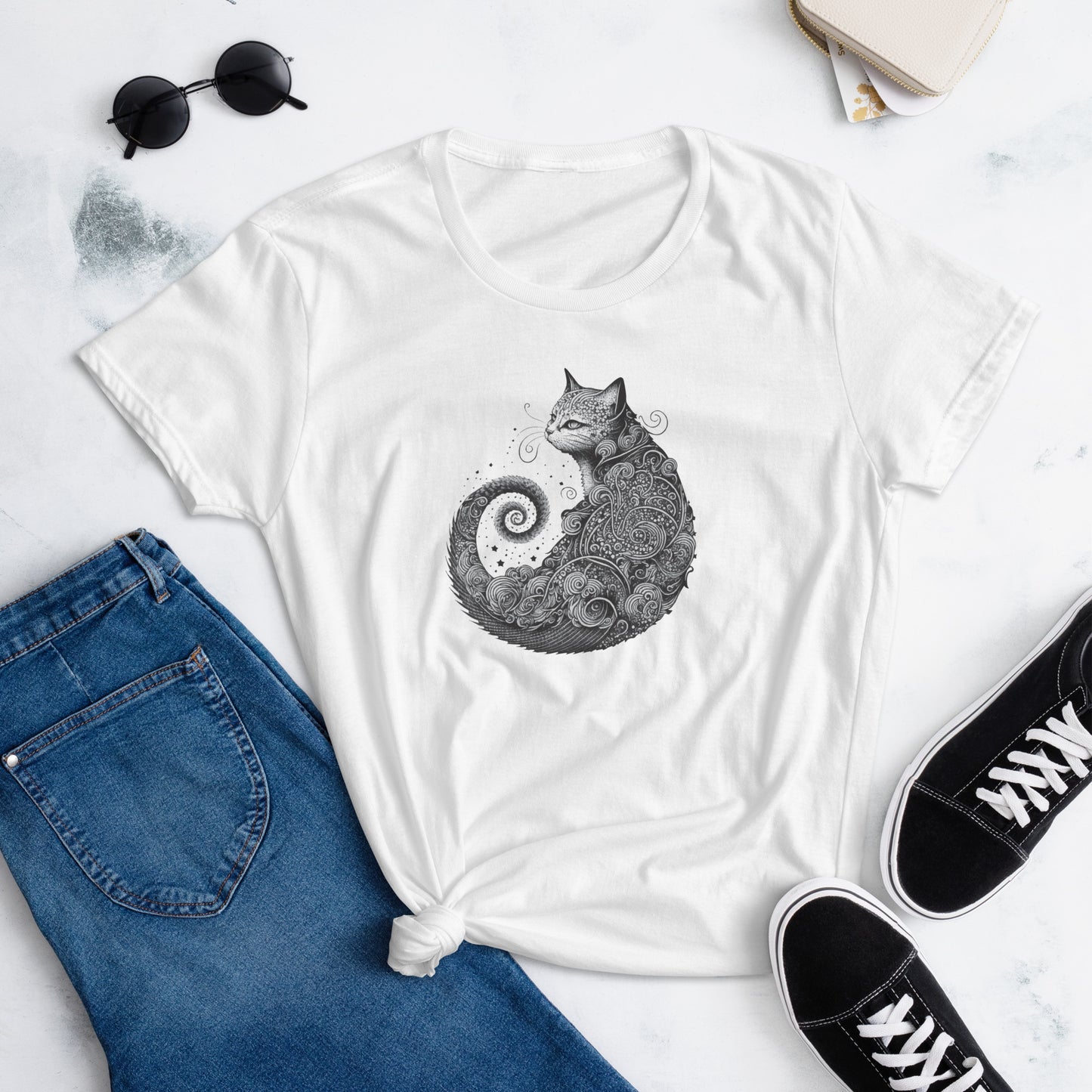 Cat Tattoo Style, Women's short sleeve T-shirt