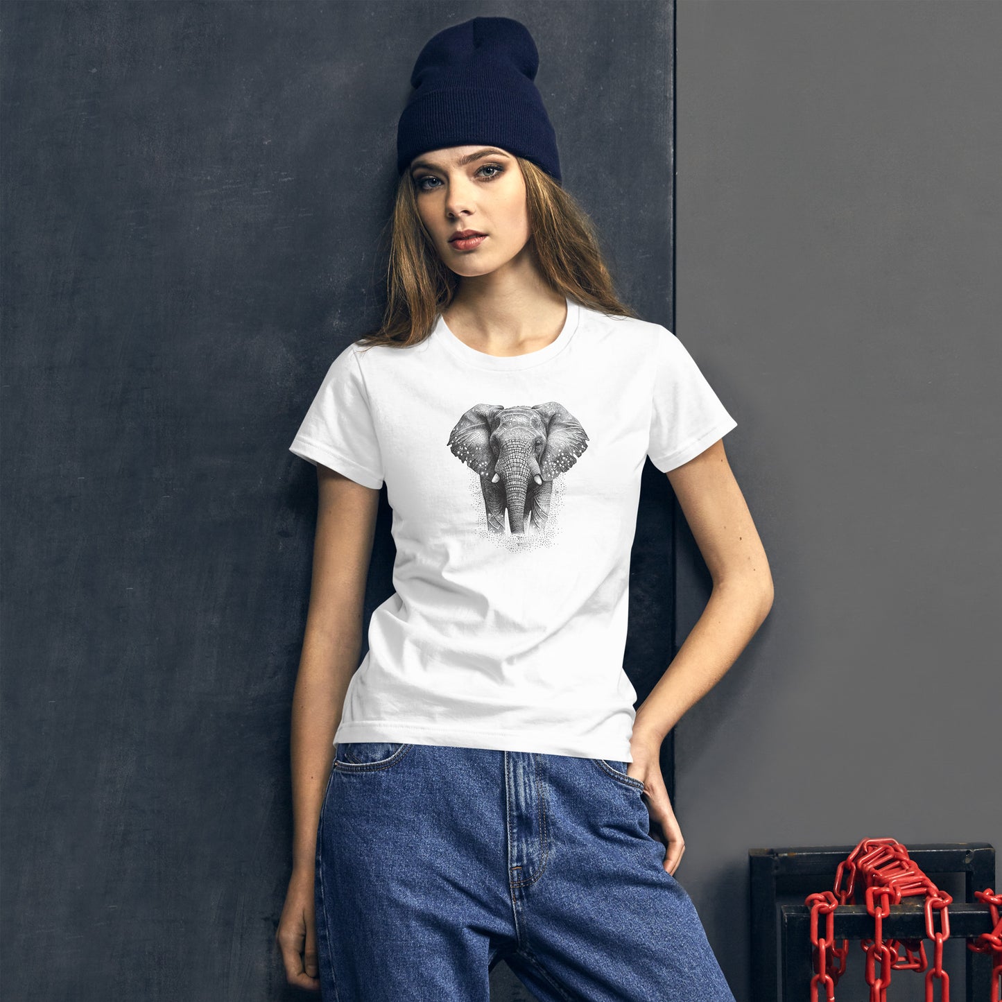 Elephant Tattoo Style, Women's short sleeve T-shirt