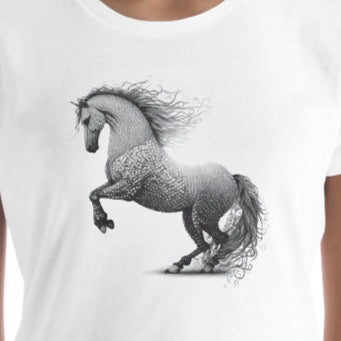 Horse Chinese Zodiac Sign Tattoo Style - Women's short sleeve T-shirt